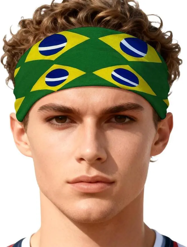 Main image of National Flags Sports Sweatband Head Bands for Women Men Moisture Wicking Anti-Slip Headband Flag Hair Accessories for Running Yoga Workout Fitness Gym
