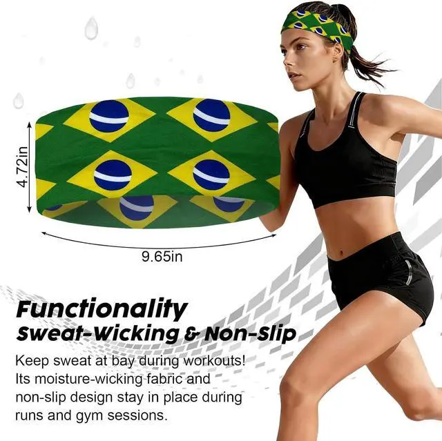 Alt view image 2 of 6 - National Flags Sports Sweatband Head Bands for Women Men Moisture Wicking Anti-Slip Headband Flag Hair Accessories for Running Yoga Workout Fitness Gym