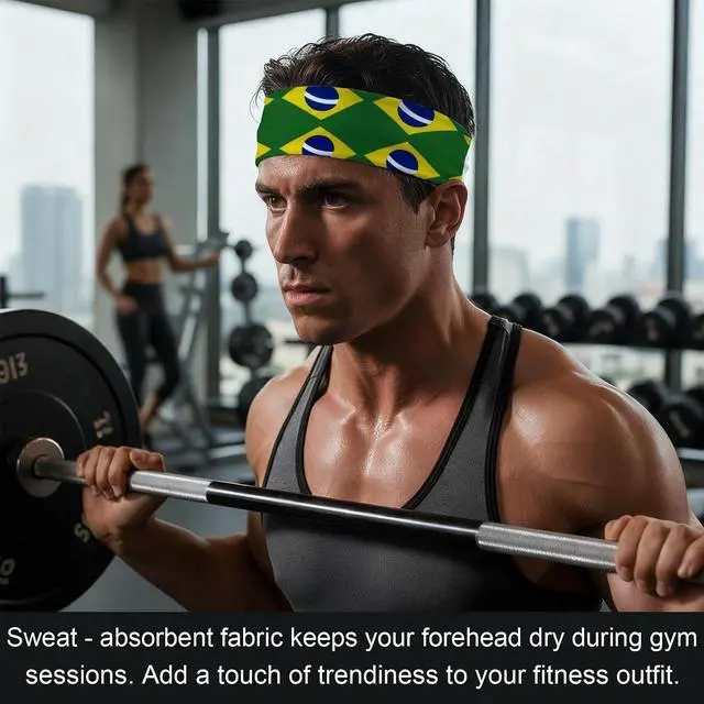 Alt view image 4 of 6 - National Flags Sports Sweatband Head Bands for Women Men Moisture Wicking Anti-Slip Headband Flag Hair Accessories for Running Yoga Workout Fitness Gym