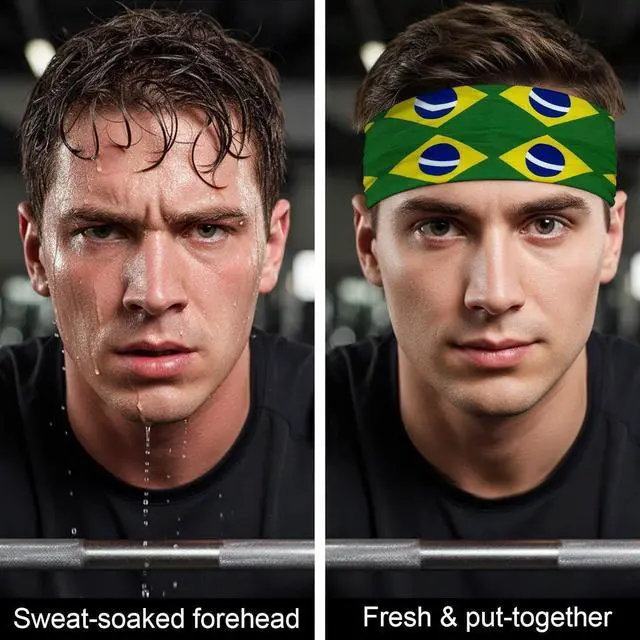 Alt view image 5 of 6 - National Flags Sports Sweatband Head Bands for Women Men Moisture Wicking Anti-Slip Headband Flag Hair Accessories for Running Yoga Workout Fitness Gym