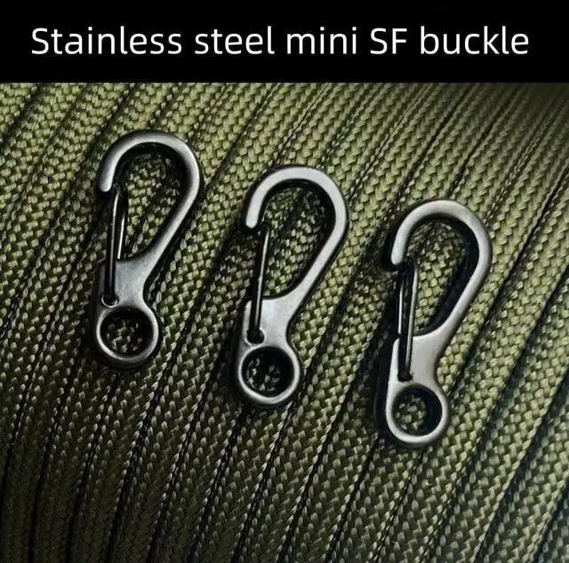 Alt view image 3 of 7 - Stainless steelMini SF Carabiner Clips Tiny Spring Snap Hook Keychain Clasps EDC Small Hanging Buckle for Backpack Camping Bottle Using Accessories Paracord Tactical Survival Gear4-PCS