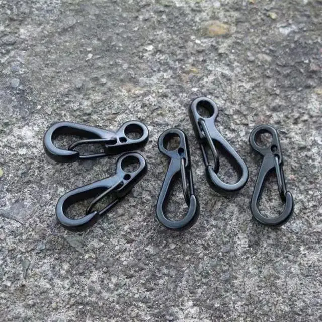 Alt view image 5 of 7 - Stainless steelMini SF Carabiner Clips Tiny Spring Snap Hook Keychain Clasps EDC Small Hanging Buckle for Backpack Camping Bottle Using Accessories Paracord Tactical Survival Gear4-PCS