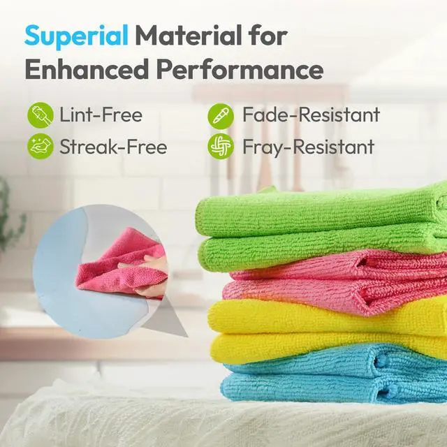 Alt view image 6 of 7 - Microfiber Cleaning Cloth, 12 Pack, 12x12 Inch, Assorted Colors | Reusable Lint Free Streak Free Super Absorbent Kitchen Towels Microfiber Towels Cleaning Cloths Rags