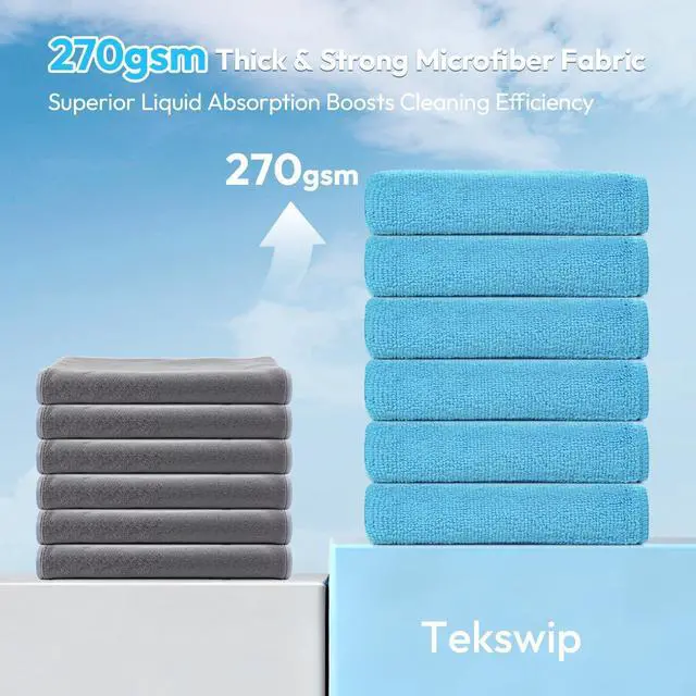 Alt view image 7 of 7 - Microfiber Cleaning Cloth, 12 Pack, 12x12 Inch, Assorted Colors | Reusable Lint Free Streak Free Super Absorbent Kitchen Towels Microfiber Towels Cleaning Cloths Rags