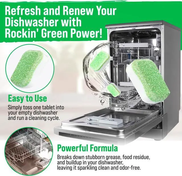 Alt view image 2 of 7 - Rockin' Green Dishwasher Cleaner Citrus Lime Tablets 8 Pack | Deep Cleaning, Deodorizing, for Dishwashers Washing Machines Garbage Disposals, Removes Odor and Residue