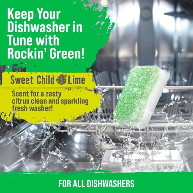 Alt view image 7 of 7 - Rockin' Green Dishwasher Cleaner Citrus Lime Tablets 8 Pack | Deep Cleaning, Deodorizing, for Dishwashers Washing Machines Garbage Disposals, Removes Odor and Residue
