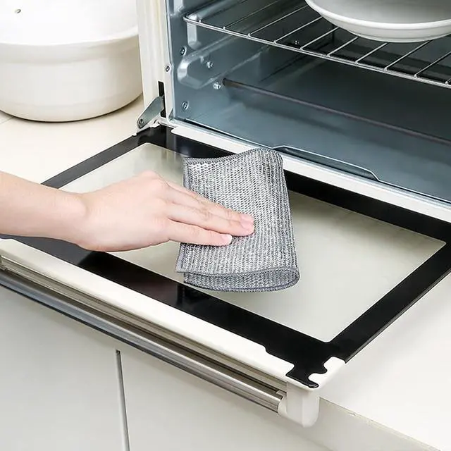 Alt view image 5 of 6 - Double-Layer Steel Wire Cleaning Cloth - Non-Scratch Wire Dishcloth Rag Heavy Duty Scrub Pads Multi-Purpose Silver Mesh Scouring Pads for Dishes, Pots, Pans (10 pcs)
