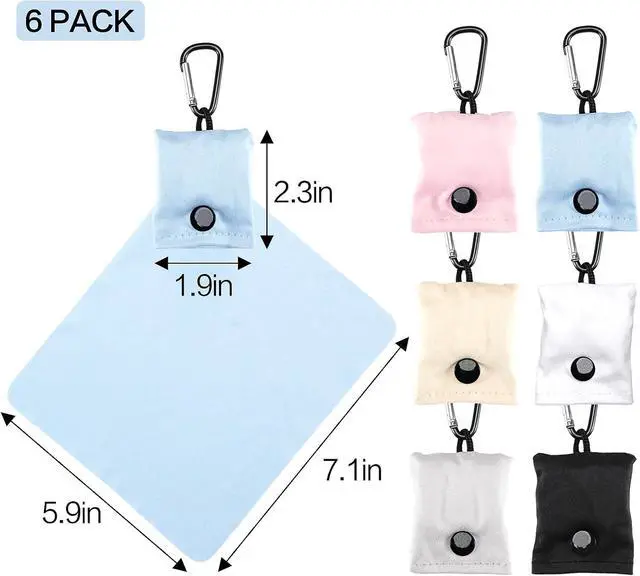 Alt view image 2 of 6 - Vemiss 6 Pack Microfiber Glasses Cleaning Cloth, Wipes Lens Eyeglasses & Screens - Reusable, Portable with Keychain & Pouch - Sunglasses, Jewelry, Phone Cleaner Cloth (All Color)