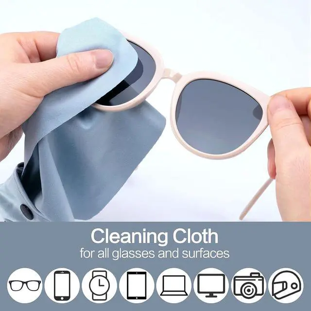 Alt view image 3 of 6 - Vemiss 6 Pack Microfiber Glasses Cleaning Cloth, Wipes Lens Eyeglasses & Screens - Reusable, Portable with Keychain & Pouch - Sunglasses, Jewelry, Phone Cleaner Cloth (All Color)