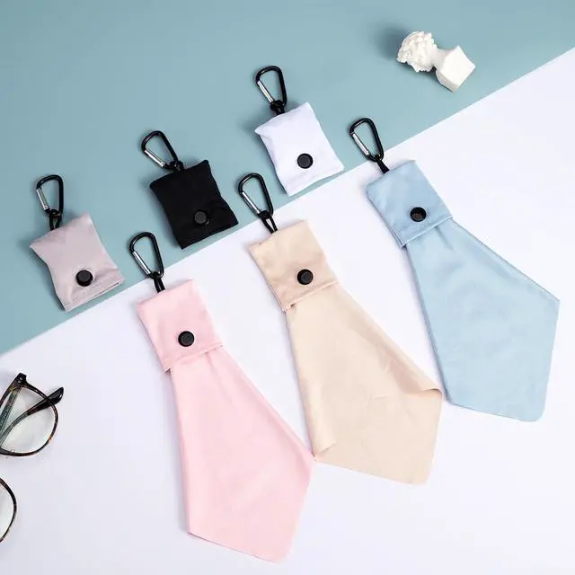 Alt view image 6 of 6 - Vemiss 6 Pack Microfiber Glasses Cleaning Cloth, Wipes Lens Eyeglasses & Screens - Reusable, Portable with Keychain & Pouch - Sunglasses, Jewelry, Phone Cleaner Cloth (All Color)