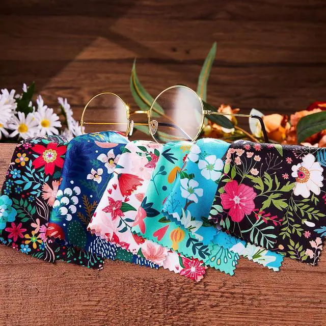 Alt view image 5 of 7 - Weewooday 18 Pack Glasses Cleaning Cloth Cute Llama Cactus Design Microfiber Cleaning Cloths for Clean Eyeglasses Lenses Sunglasses and Cell Phone Screen, 6 x 6 Inches(Floral)
