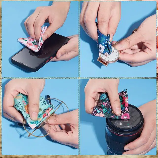 Alt view image 6 of 7 - Weewooday 18 Pack Glasses Cleaning Cloth Cute Llama Cactus Design Microfiber Cleaning Cloths for Clean Eyeglasses Lenses Sunglasses and Cell Phone Screen, 6 x 6 Inches(Floral)