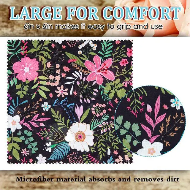 Alt view image 3 of 7 - Weewooday 18 Pack Glasses Cleaning Cloth Cute Llama Cactus Design Microfiber Cleaning Cloths for Clean Eyeglasses Lenses Sunglasses and Cell Phone Screen, 6 x 6 Inches(Floral)