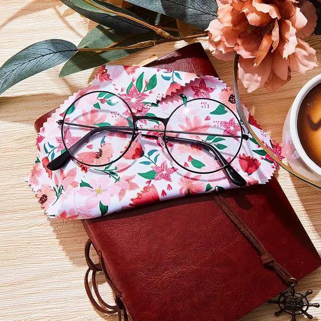 Alt view image 4 of 7 - Weewooday 18 Pack Glasses Cleaning Cloth Cute Llama Cactus Design Microfiber Cleaning Cloths for Clean Eyeglasses Lenses Sunglasses and Cell Phone Screen, 6 x 6 Inches(Floral)