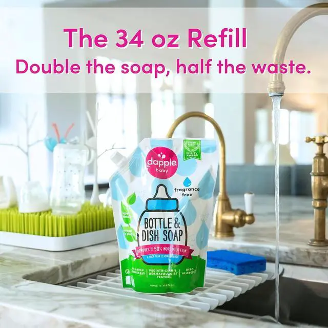 Alt view image 3 of 7 - Dapple Refill Pack Baby Bottle and Dish Liquid, Fragrance Free, 33.8 Fluid Ounce
