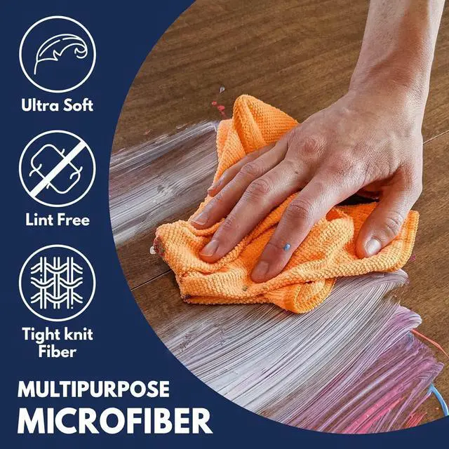 Alt view image 3 of 7 - USANOOKS Microfiber Cleaning Cloth - 8 Pcs 12"x11" - High Performance - 1200 Washes, Ultra Absorbent Towels Weave Grime & Liquid for Streak-Free Mirror (Pack of 8)