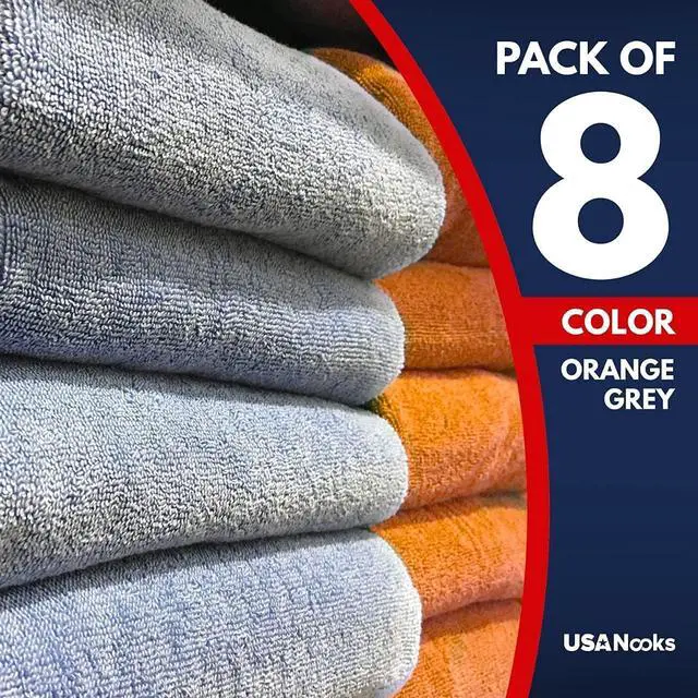 Alt view image 5 of 7 - USANOOKS Microfiber Cleaning Cloth - 8 Pcs 12"x11" - High Performance - 1200 Washes, Ultra Absorbent Towels Weave Grime & Liquid for Streak-Free Mirror (Pack of 8)