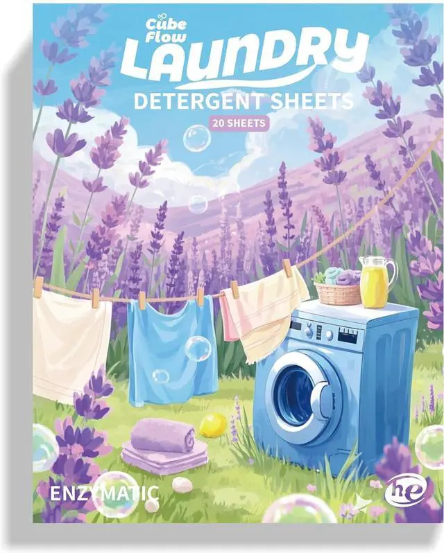 Main image of Laundry Detergent Sheets, Lavender Scent - 40 Loads |Effective & Eco-Conscious Cleaning| Pre-Measured, Liquidless for Deep Clean | Hypoallergenic, Washing Soda Travel Laundry Soap Strips