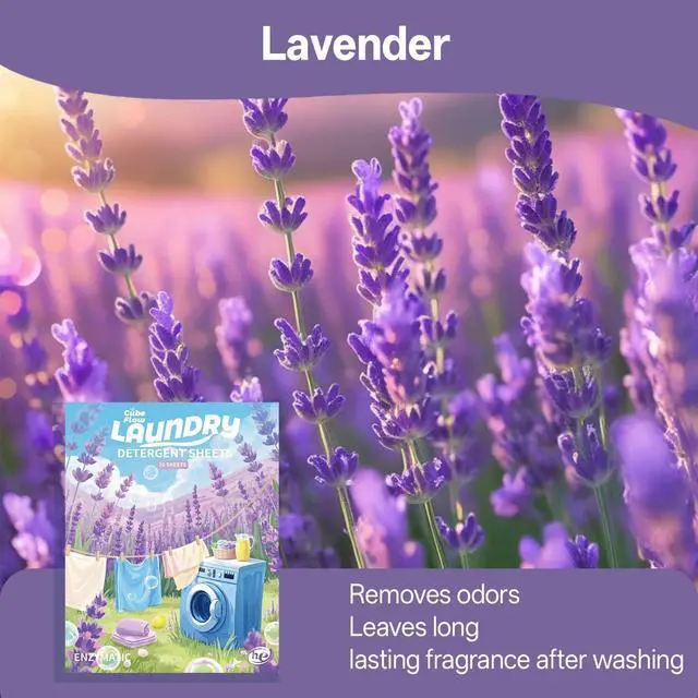Alt view image 4 of 7 - Laundry Detergent Sheets, Lavender Scent - 40 Loads |Effective & Eco-Conscious Cleaning| Pre-Measured, Liquidless for Deep Clean | Hypoallergenic, Washing Soda Travel Laundry Soap Strips