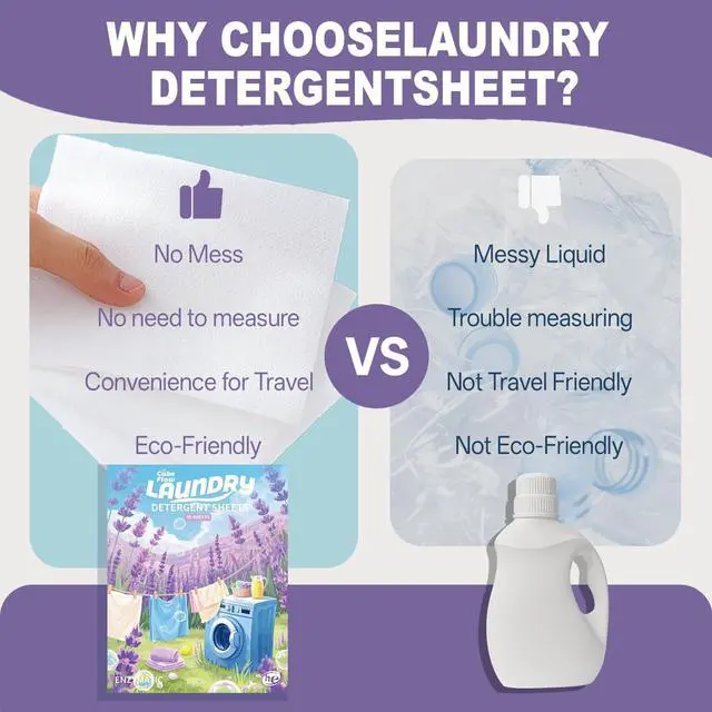 Alt view image 6 of 7 - Laundry Detergent Sheets, Lavender Scent - 40 Loads |Effective & Eco-Conscious Cleaning| Pre-Measured, Liquidless for Deep Clean | Hypoallergenic, Washing Soda Travel Laundry Soap Strips