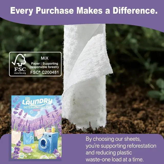 Alt view image 7 of 7 - Laundry Detergent Sheets, Lavender Scent - 40 Loads |Effective & Eco-Conscious Cleaning| Pre-Measured, Liquidless for Deep Clean | Hypoallergenic, Washing Soda Travel Laundry Soap Strips