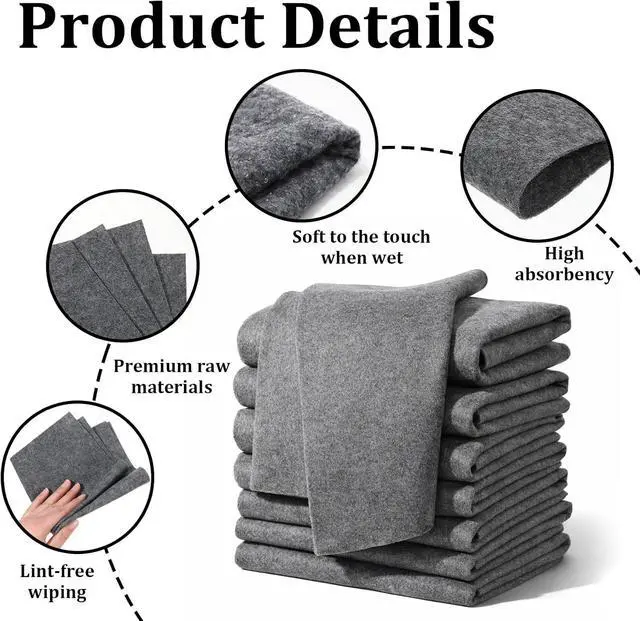 Alt view image 3 of 7 - SynHHergyx Thickened Magic Cleaning Cloth, 8 Pcs 12 × 12 Inch Microfiber Streak Free Magic Cleaning Cloths for Glass Reuseable Cleaning Cloths for Windows, Mirror, Cars, Stainless Steel (Grey)