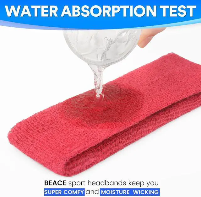 Alt view image 2 of 7 - BEACE Sweatbands Sports Headband for Men & Women - Moisture Wicking Athletic Cotton Terry Cloth Sweatband for Tennis, Basketball, Running, Gym, Working Out