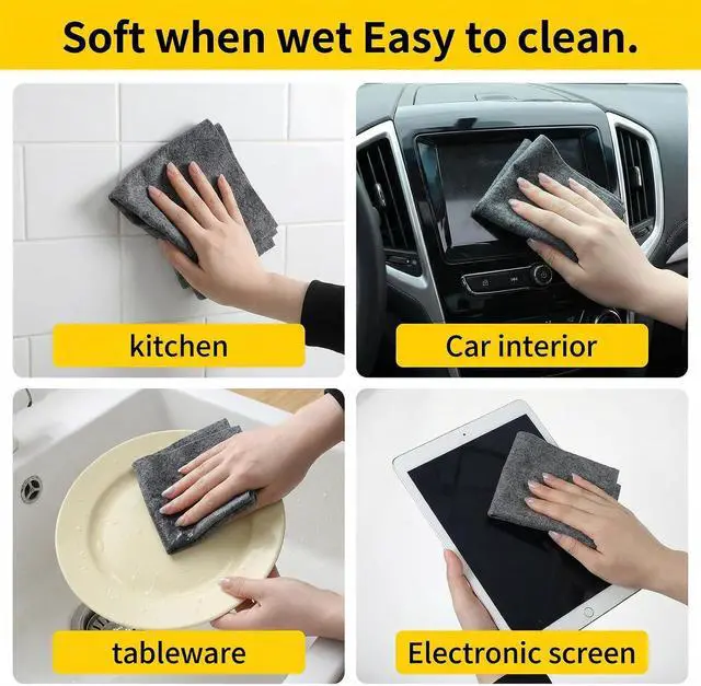 Alt view image 6 of 7 - SynHHergyx Thickened Magic Cleaning Cloth, 8 Pcs 12 × 12 Inch Microfiber Streak Free Magic Cleaning Cloths for Glass Reuseable Cleaning Cloths for Windows, Mirror, Cars, Stainless Steel (Grey)