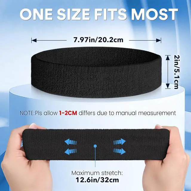 Alt view image 7 of 7 - BEACE Sweatbands Sports Headband for Men & Women - Moisture Wicking Athletic Cotton Terry Cloth Sweatband for Tennis, Basketball, Running, Gym, Working Out