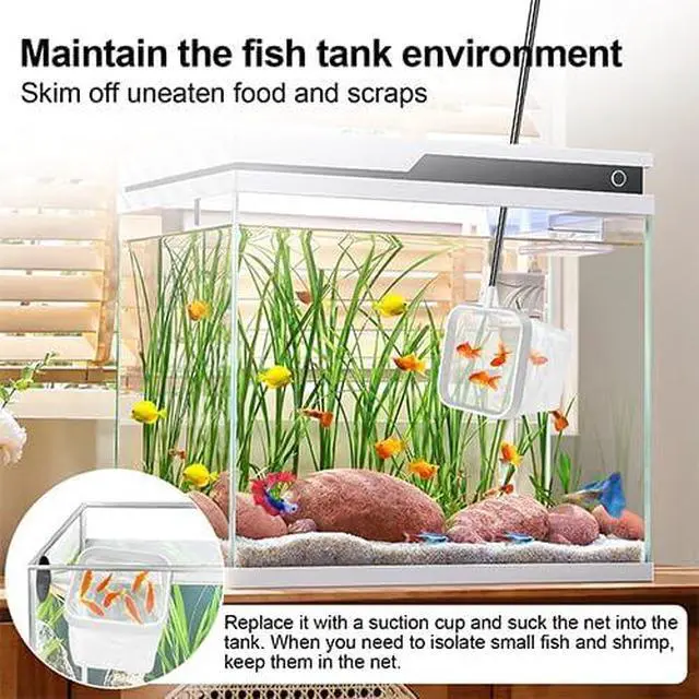 Alt view image 2 of 6 - 2-Pack White 3-Inch Aquarium Net Small Fish Tank Tool for Shrimp & Bettas | Fine mesh protects shrimp & bettas. Fast-dry nylon. Cleans waste & moves fish. Fits small tanks. Soft on fins.