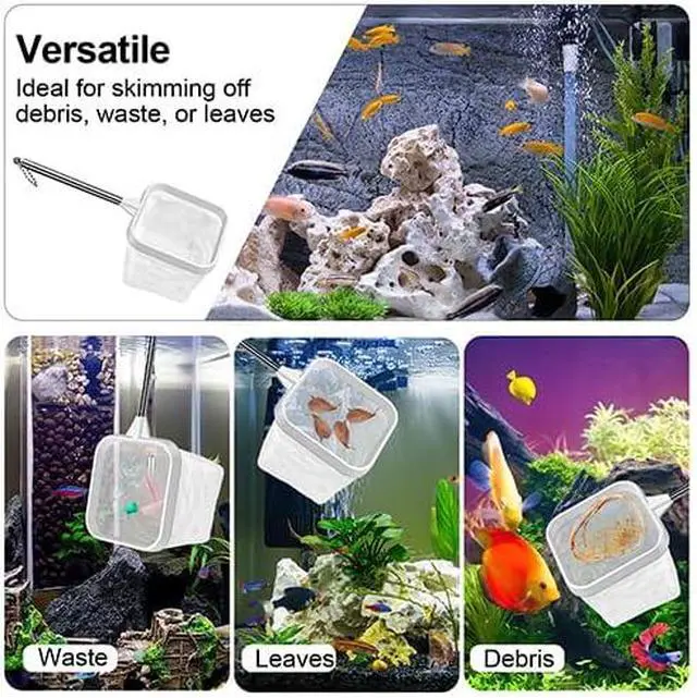 Alt view image 4 of 6 - 2-Pack White 3-Inch Aquarium Net Small Fish Tank Tool for Shrimp & Bettas | Fine mesh protects shrimp & bettas. Fast-dry nylon. Cleans waste & moves fish. Fits small tanks. Soft on fins.