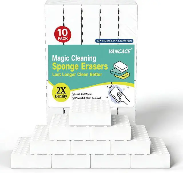 Main image of Magic Sponges Cleaning Eraser 10 Pack, 2X Compressed Melamine Sponge Cleaner, Melamine Foam All Purpose Cleaning Pads, Heavy Duty Stain Remover for Home Kitchen Bathroom Sneaker Car