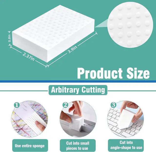 Alt view image 2 of 7 - Magic Sponges Cleaning Eraser 10 Pack, 2X Compressed Melamine Sponge Cleaner, Melamine Foam All Purpose Cleaning Pads, Heavy Duty Stain Remover for Home Kitchen Bathroom Sneaker Car