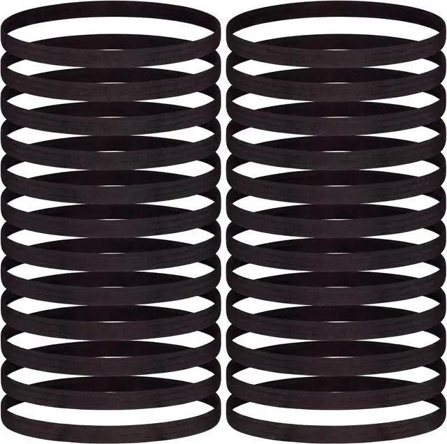 Main image of WILLBOND 24 Pcs Thin Elastic Sports Headbands Black Athletic Hair Bands | Skinny No Crease Soft Non Slip Sweatbands for Men Women Exercise, for Running Football Basketball Soccer Tennis Yoga Workout