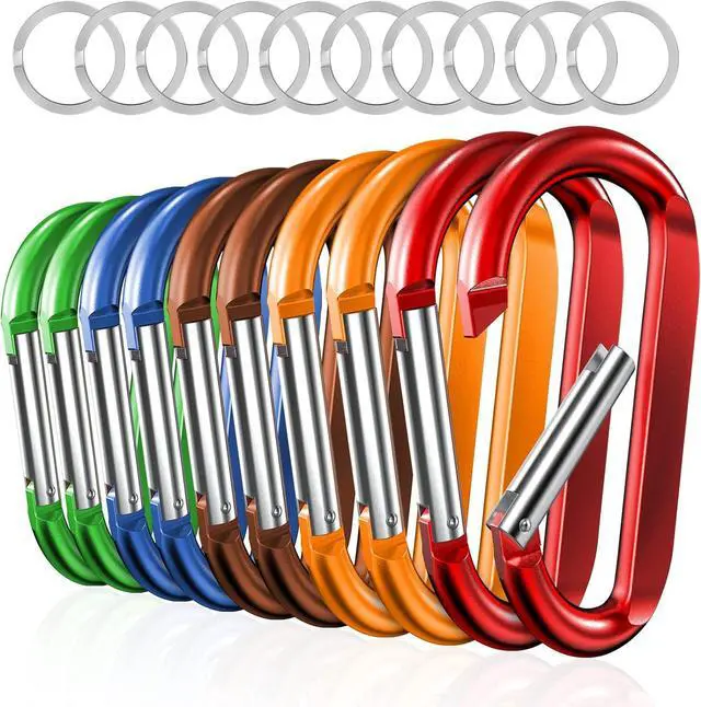 Main image of sprookber 3" Carabiner Clip Keychain, D Ring Caribeaner Clip, Key Clip Caribeener, Spring Snap Hook for Bag/Buckle, Set of 10