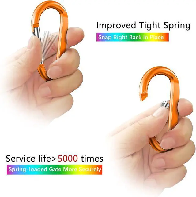 Alt view image 3 of 6 - sprookber 3" Carabiner Clip Keychain, D Ring Caribeaner Clip, Key Clip Caribeener, Spring Snap Hook for Bag/Buckle, Set of 10