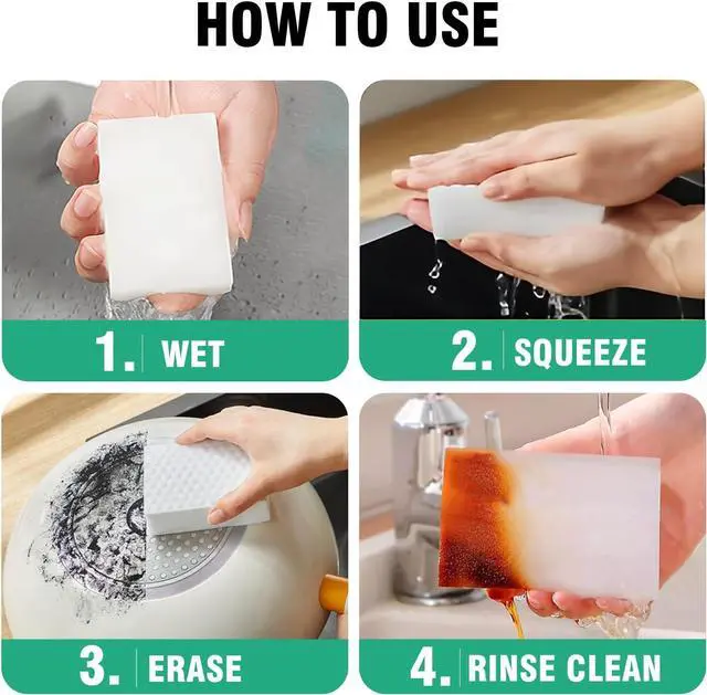 Alt view image 6 of 7 - Magic Sponges Cleaning Eraser 10 Pack, 2X Compressed Melamine Sponge Cleaner, Melamine Foam All Purpose Cleaning Pads, Heavy Duty Stain Remover for Home Kitchen Bathroom Sneaker Car