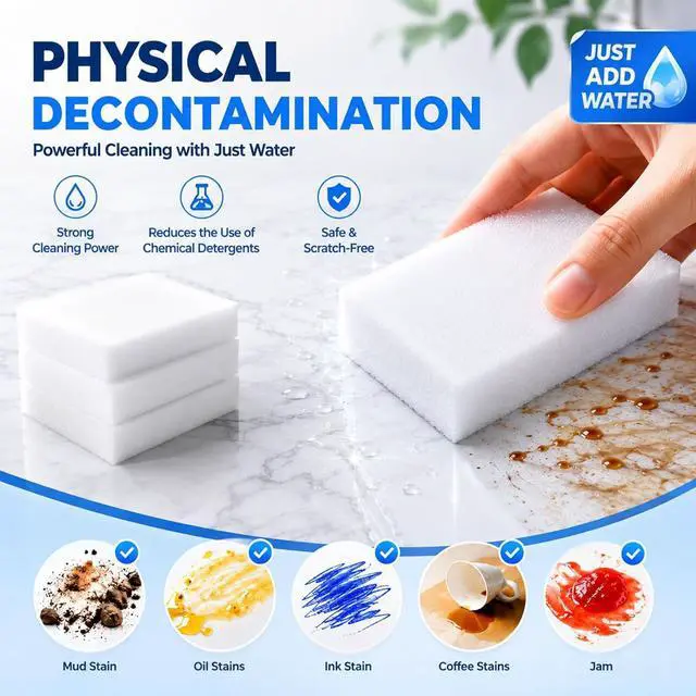 Alt view image 3 of 7 - Magic Sponge - Heavy Duty Melamine Cleaning Sponge for Kitchen, Bathroom, Wall, Furniture - Non Scratch Multi Surface Cleaner (Milky White, 10 Pack 3.93x2.36x0.37)