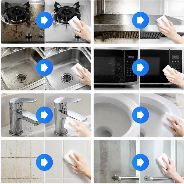 Alt view image 6 of 7 - Magic Sponge - Heavy Duty Melamine Cleaning Sponge for Kitchen, Bathroom, Wall, Furniture - Non Scratch Multi Surface Cleaner (Milky White, 10 Pack 3.93x2.36x0.37)