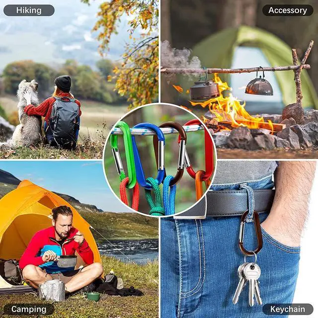 Alt view image 6 of 6 - sprookber 3" Carabiner Clip Keychain, D Ring Caribeaner Clip, Key Clip Caribeener, Spring Snap Hook for Bag/Buckle, Set of 10