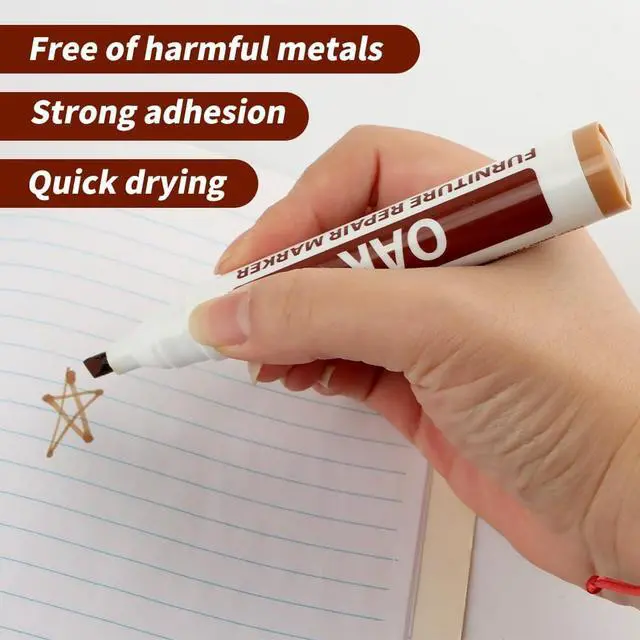 Alt view image 4 of 7 - Furniture Markers Touch Up, Wood Repair Markers Wood Stain Touch-Up Marker Repair Pen for Stains, Scratches, Wooden Floors, Tables, Carpenters Simple Paint Fix(Color:Oak)