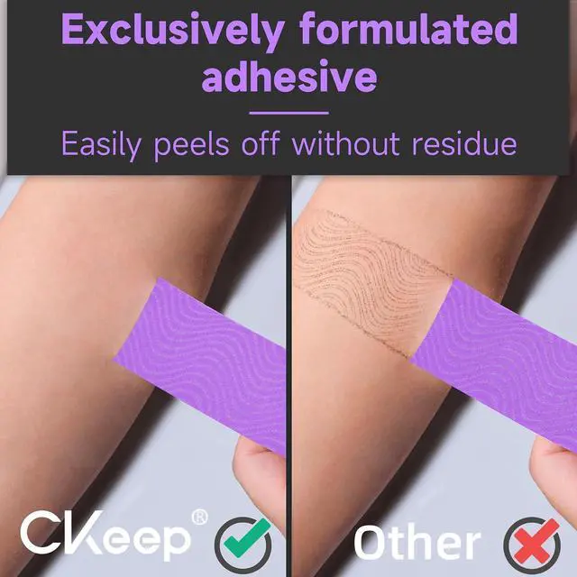 Alt view image 3 of 7 - CKeep Kinesiology Tape, Uncut Premium Elastic Athletic Tape 2 Rolls, Purple | Original Cotton Latex Free Kinetic Tape, Breathable & Waterproof Sports Tape for Muscle and Joint Support, 2inch x 16ft