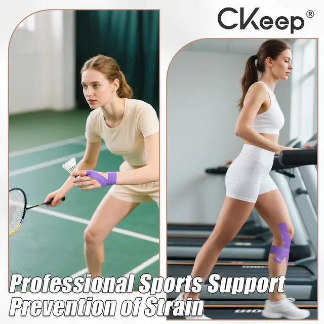 Alt view image 7 of 7 - CKeep Kinesiology Tape, Uncut Premium Elastic Athletic Tape 2 Rolls, Purple | Original Cotton Latex Free Kinetic Tape, Breathable & Waterproof Sports Tape for Muscle and Joint Support, 2inch x 16ft