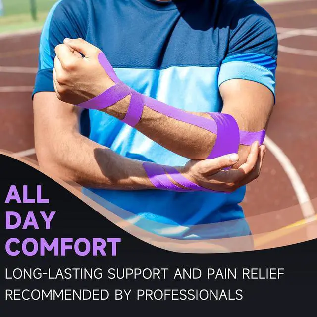 Alt view image 5 of 7 - CKeep Kinesiology Tape, Uncut Premium Elastic Athletic Tape 2 Rolls, Purple | Original Cotton Latex Free Kinetic Tape, Breathable & Waterproof Sports Tape for Muscle and Joint Support, 2inch x 16ft