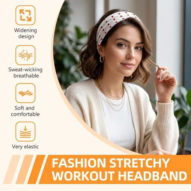 Alt view image 2 of 7 - Headbands for Women 8PCS, Summer-Exclusive Elastic Non Slip Hair Head Bands | Sweatbands head bands for women's hair, Soft Running Fashion Headband for Men & Women for Working Out, Travel, Daily Use