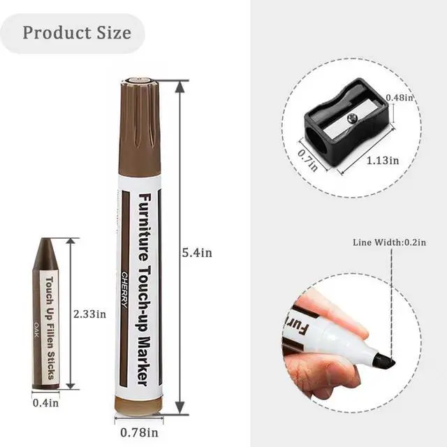 Alt view image 3 of 6 - Wooden Furniture Floor Scratch Repair Markers and Wax Sticks for Stains, Scratches, Wood Floors, Tables, Desks, Carpenters, Bedposts, Touch Ups, and Cover Ups (Set of 13)