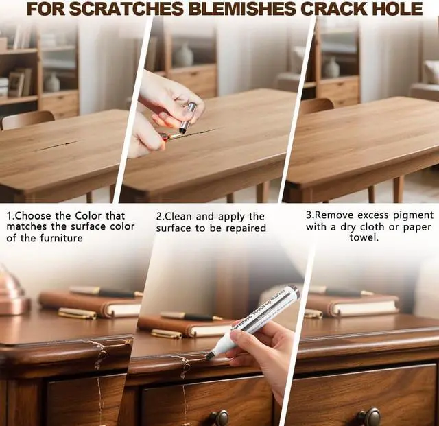 Alt view image 6 of 6 - Wooden Furniture Floor Scratch Repair Markers and Wax Sticks for Stains, Scratches, Wood Floors, Tables, Desks, Carpenters, Bedposts, Touch Ups, and Cover Ups (Set of 13)