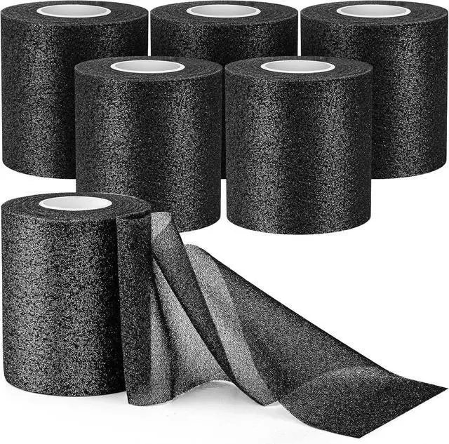 Main image of AYNAUHX Pre Wrap Prewrap Athletic Tape, 6 Pack Athletic Sports Wrap - Black | Black Athletic Pre-Wrap for Hair Headband Ankle Wrist, Soccer Gymnastics Football Boxing Wrap Foam Underwrap for Injuries