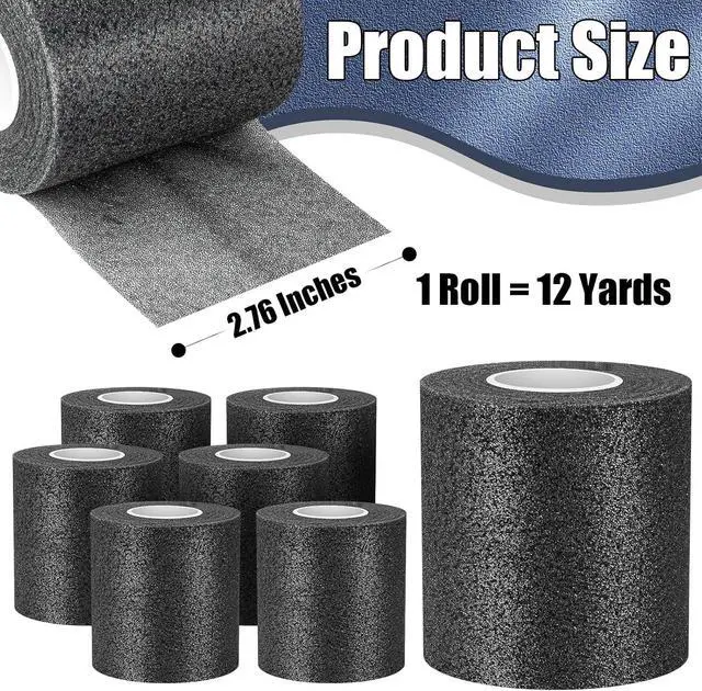 Alt view image 2 of 6 - AYNAUHX Pre Wrap Prewrap Athletic Tape, 6 Pack Athletic Sports Wrap - Black | Black Athletic Pre-Wrap for Hair Headband Ankle Wrist, Soccer Gymnastics Football Boxing Wrap Foam Underwrap for Injuries