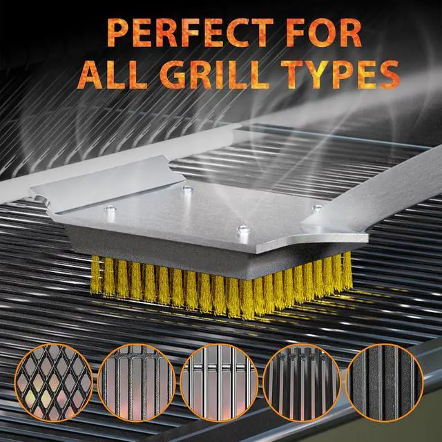 Alt view image 4 of 7 - ENLOY Copper Wire Grill Brush Replacement Head, Grill Cleaning Bristle Brush with 4 Screws, BBQ Cleaning Replacement Brush Head for Gas, Porcelain, Ceramic, Cast Iron, Stainless Steel Grills and More